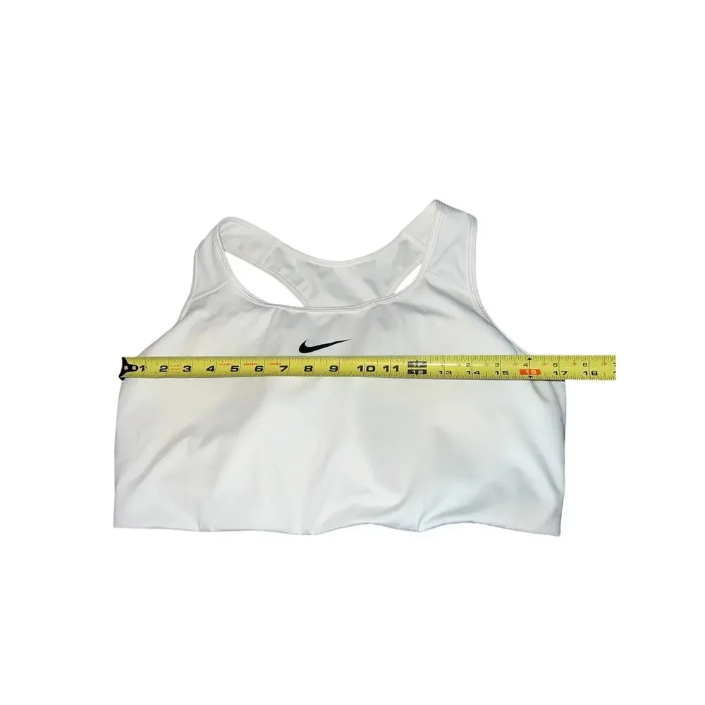 NIKE Swoosh Dri-Fit Racerback Built in Pads White & Black Sports Bra Size 2x